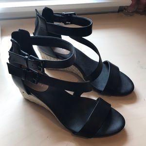 Tahari black wedges